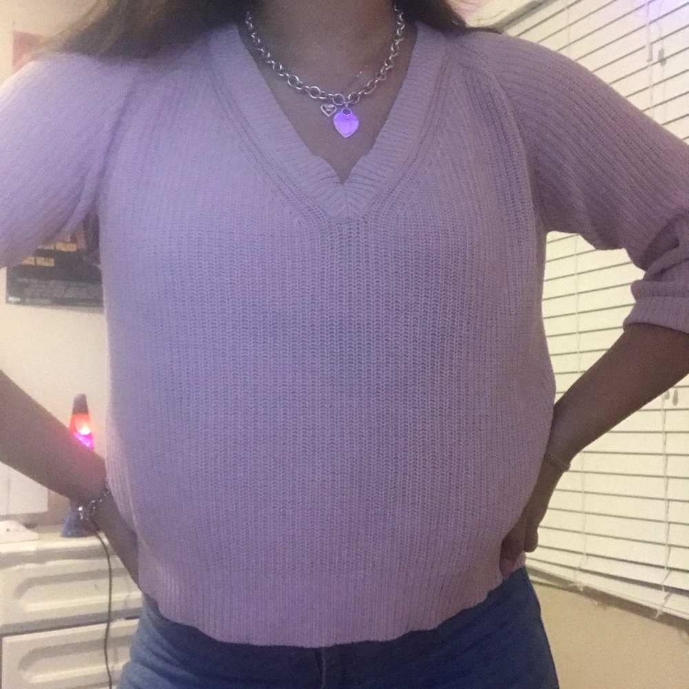 Ribbed dusty pink/pastel knit sweater